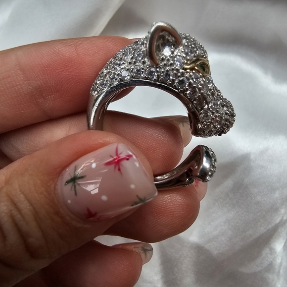 Sterling Silver Encrusted Panther Ring - Picture 3 of 7